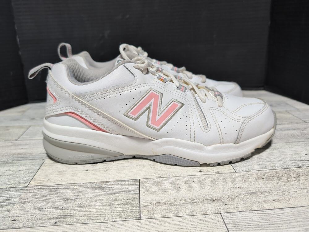 New Balance 608 V5 Adult Unisex Casual Comfort Shoe White Pink Women's Size 8.5